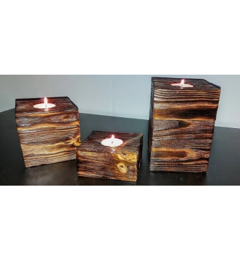 Świecznik drewniany na świeczkę tealight 15cm