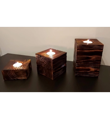 Świecznik drewniany na świeczkę tealight 15cm